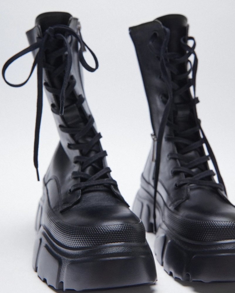 Zara low heeled lug sole leather boots - Picture 6 of 16